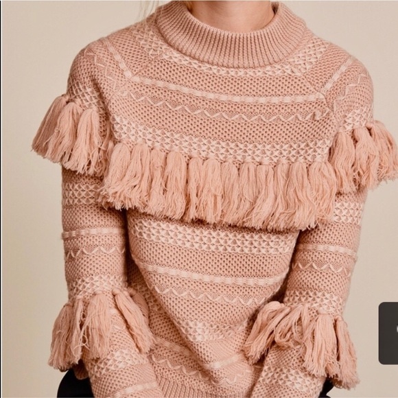 Jonathan Simkhai Wool Tassel Knit Crew Neck Sweater size S - Picture 2 of 13